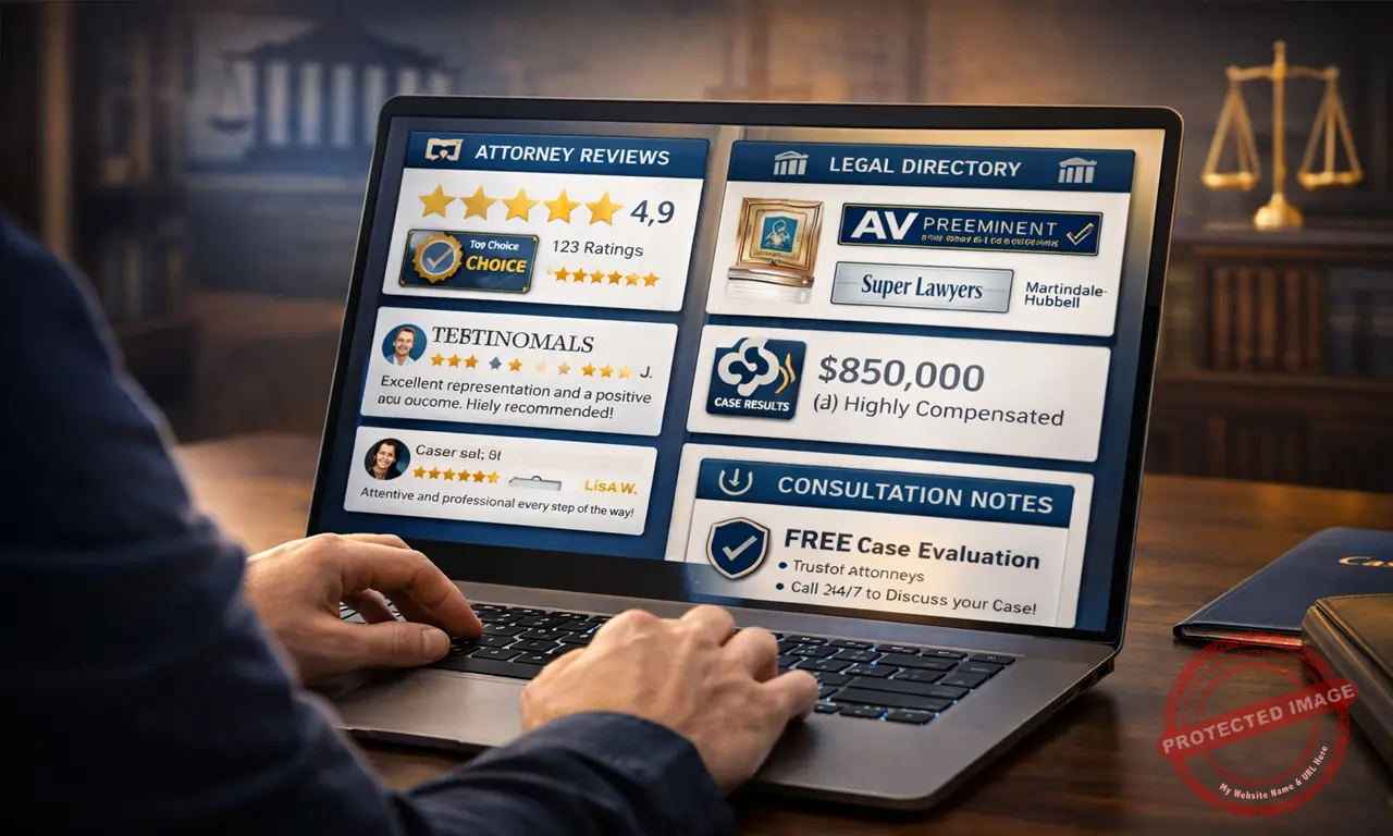 Researching an injury compensation attorney using reviews and legal ratings