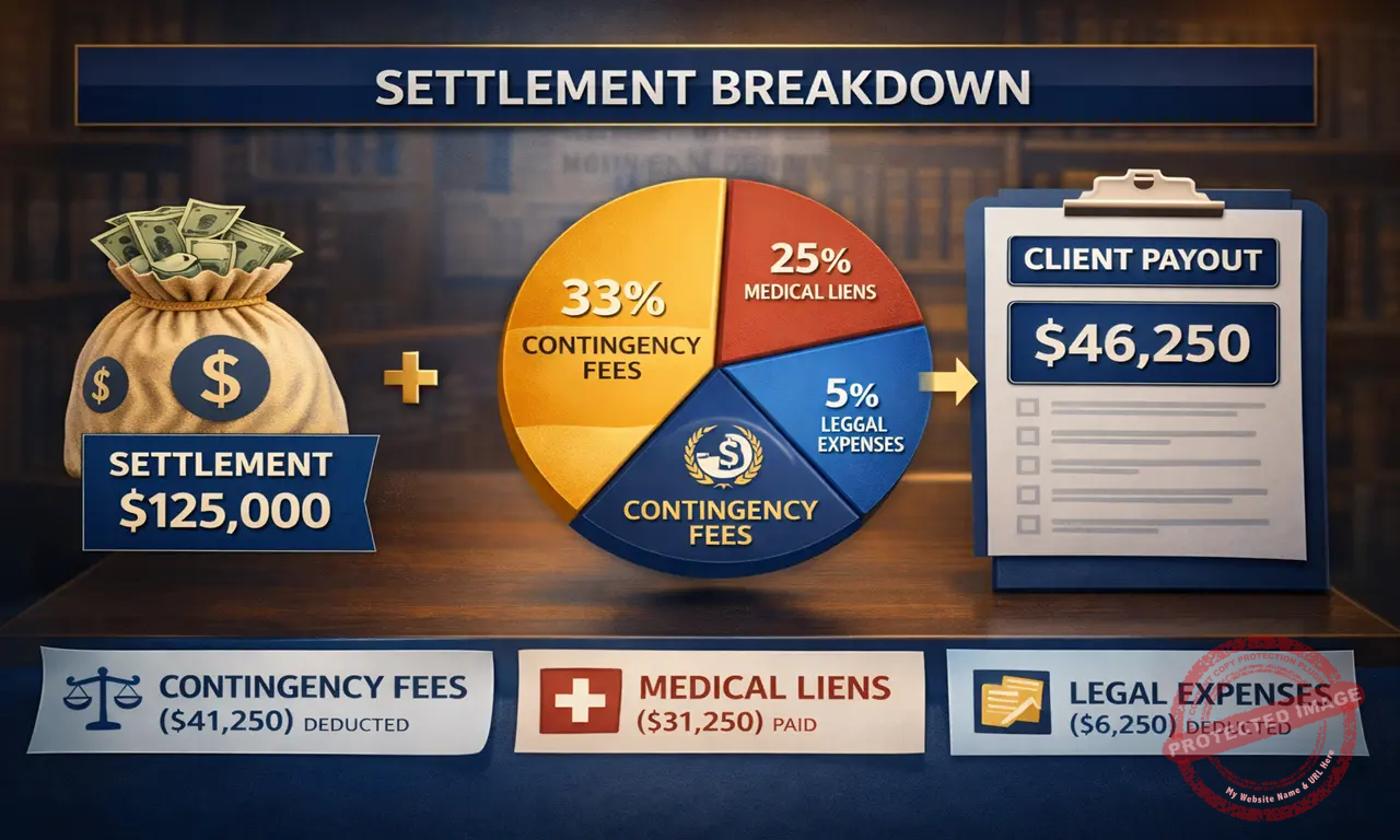 Cost breakdown from an injury compensation attorney after a settlement