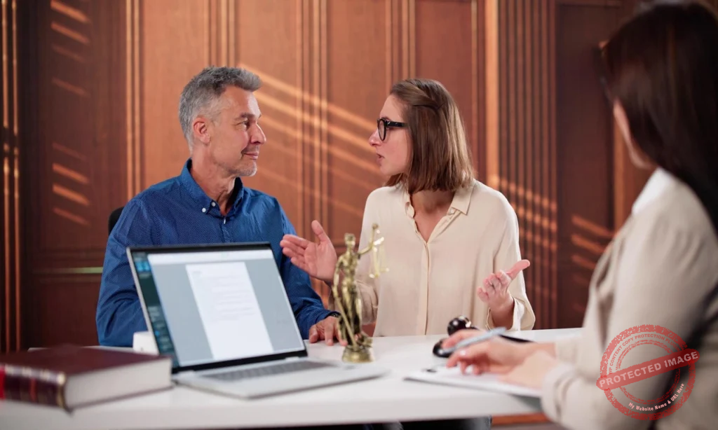 Divorce lawyer discussing custody and divorce settlement case